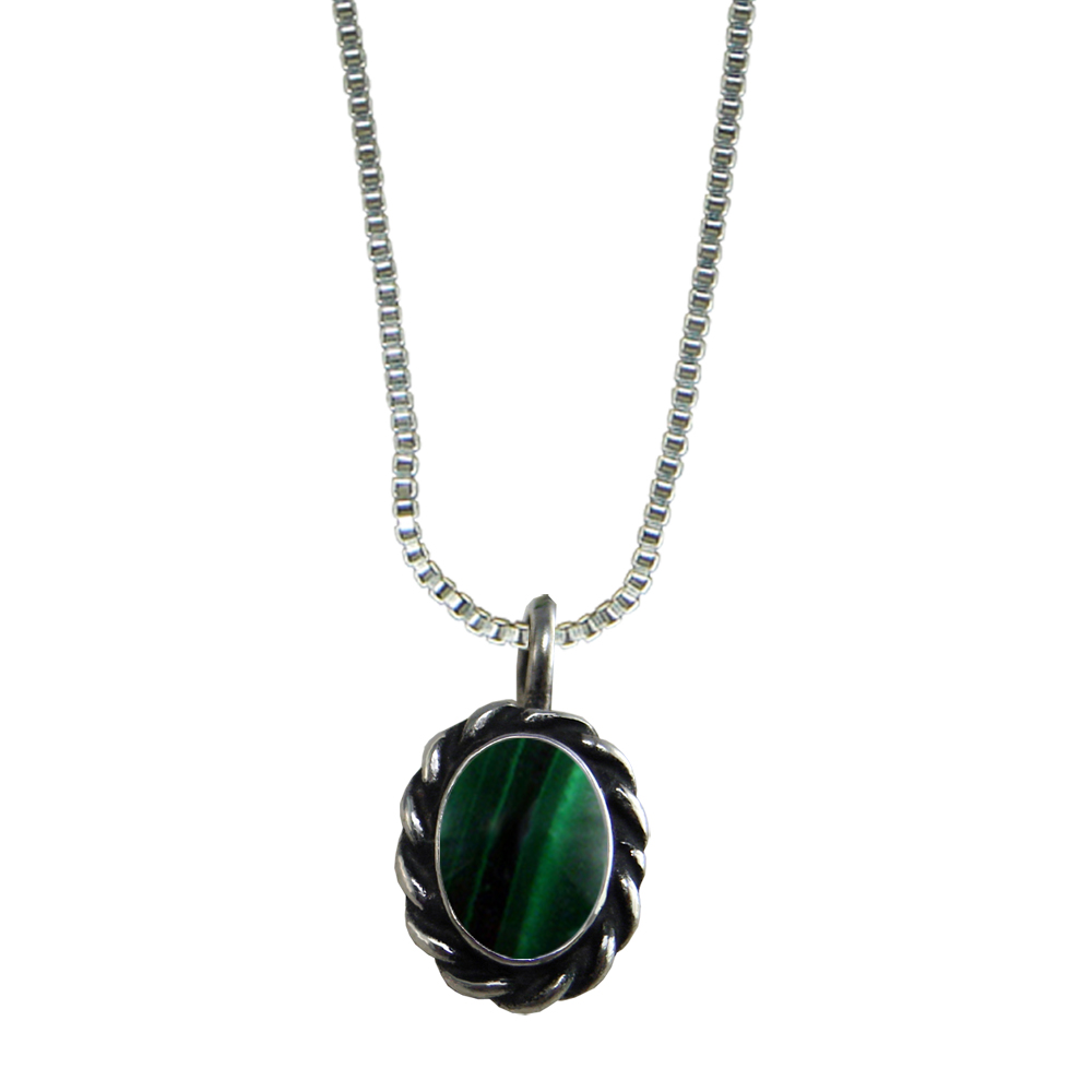 Sterling Silver Little Malachite Pendant Necklace